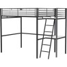 Lit mezzanine avec bureau en métal époxy - Noir - Sommier inclus - 1