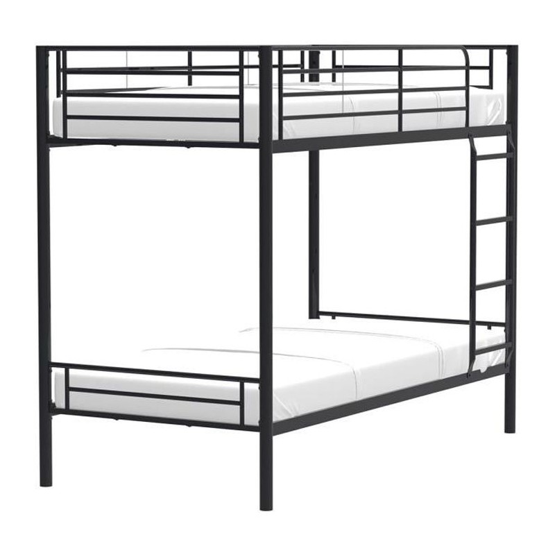 Lits superposés séparables 2 x 90 x 190 cm en métal - Noir - Sommie