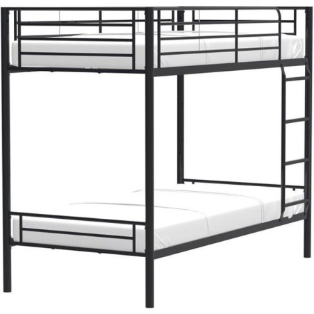 Lits superposés séparables 2 x 90 x 190 cm en métal - Noir - Sommie