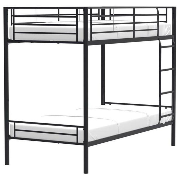 Lits superposés séparables 2 x 90 x 190 cm en métal - Noir - Sommiers inclus - ABBY Lits superposés séparables 2 x 90 x 190 cm en métal - Noir - Sommiers inclus - ABBY