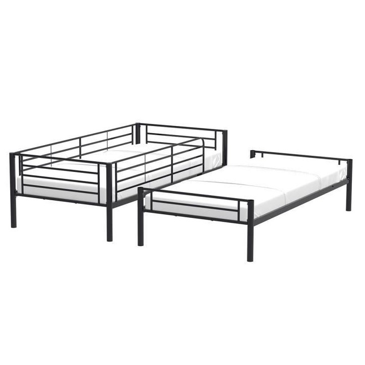 Lits superposés séparables 2 x 90 x 190 cm en métal - Noir - Sommiers inclus - ABBY Lits superposés séparables 2 x 90 x 190 cm en métal - Noir - Sommiers inclus - ABBY