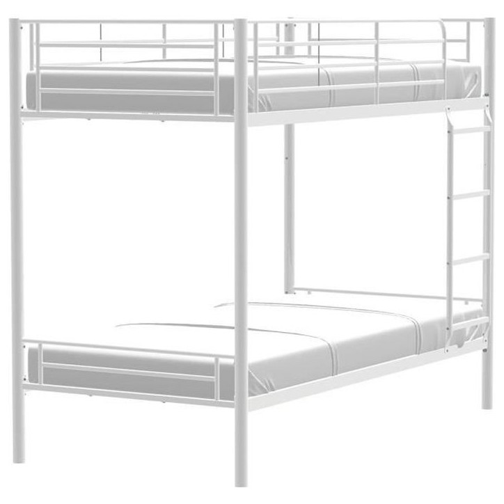 Lits superposés séparables en métal - Blanc - Sommiers inclus - 2 x 90 x 190 cm - ABBY Lits superposés séparables en métal - Blanc - Sommiers inclus - 2 x 90 x 190 cm - ABBY