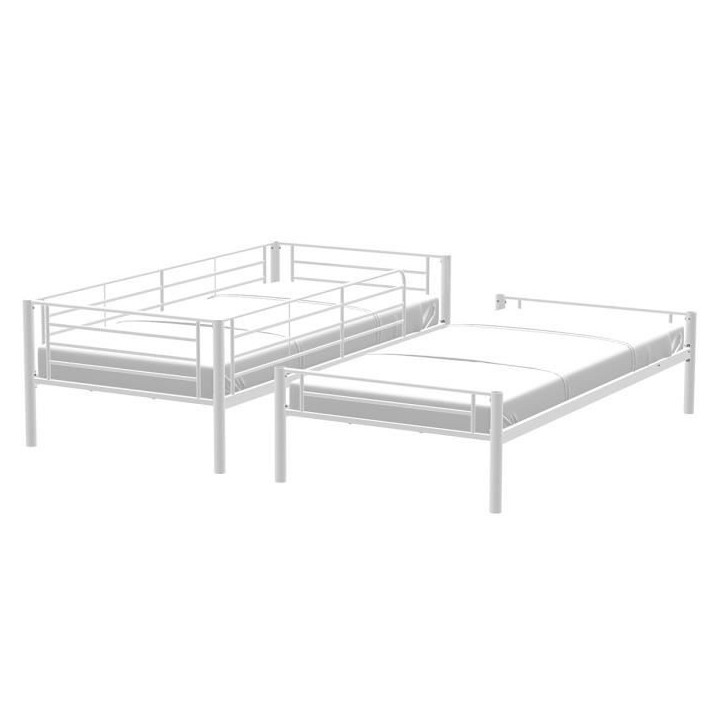 Lits superposés séparables en métal - Blanc - Sommiers inclus - 2 x 90 x 190 cm - ABBY Lits superposés séparables en métal - Blanc - Sommiers inclus - 2 x 90 x 190 cm - ABBY