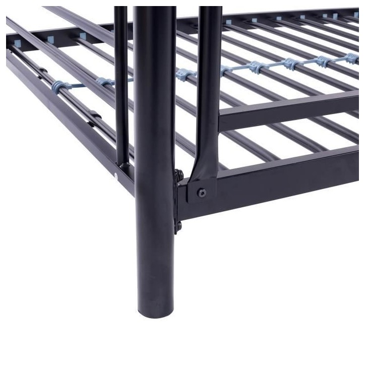 Lits superposés en métal - Noir - Sommiers inclus - 3x90x190 cm - TRIO Lits superposés en métal - Noir - Sommiers inclus - 3x90x190 cm - TRIO