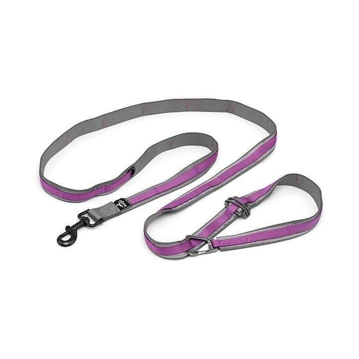 Laisse mains libres - KURGO - QUANTUM - 6 positions - 120 a 180 cm - Violet