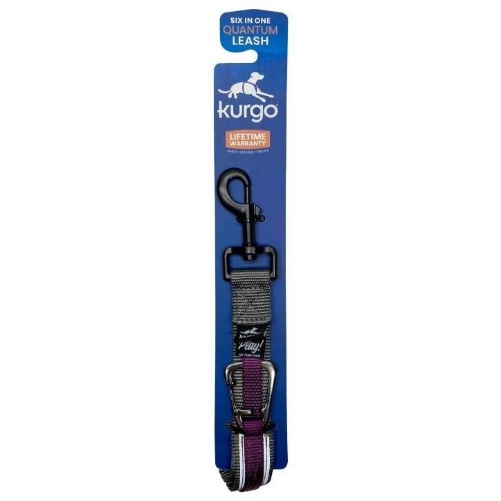 Laisse mains libres - KURGO - QUANTUM - 6 positions - 120 a 180 cm - Violet