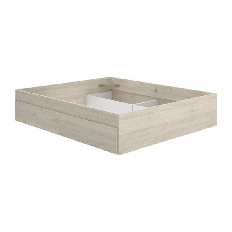 Structure de lit - LAGO - 140 x 190 cm - 4 tiroirs - Chene Structure de lit - LAGO - 140 x 190 cm - 4 tiroirs - Chene