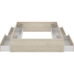 Structure de lit - LAGO - 140 x 190 cm - 4 tiroirs - Chene
