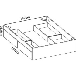 Structure de lit - LAGO - 140 x 190 cm - 4 tiroirs - Chene
