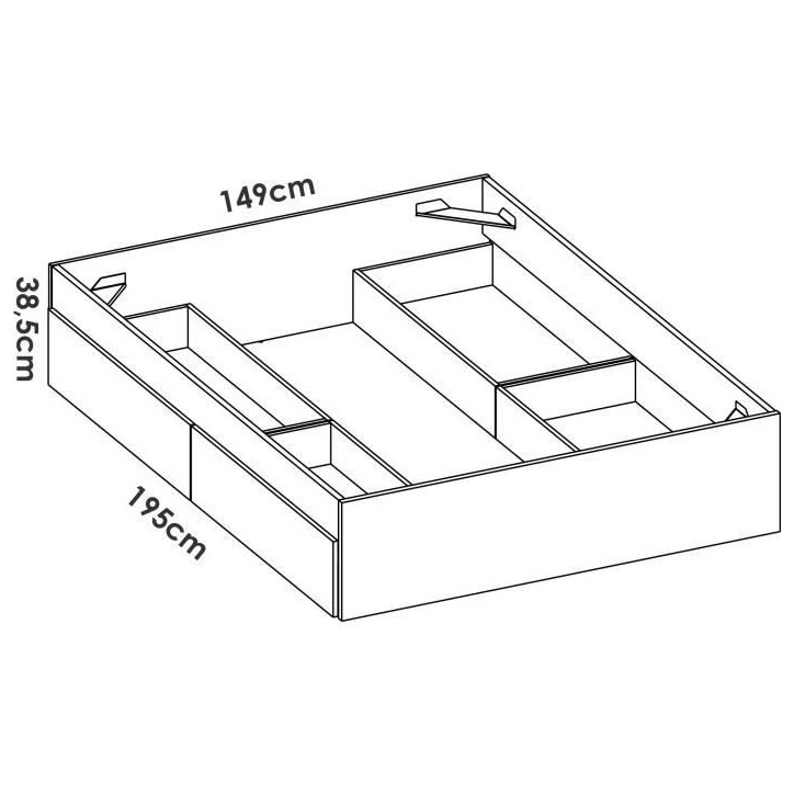 Structure de lit - LAGO - 140 x 190 cm - 4 tiroirs - Chene Structure de lit - LAGO - 140 x 190 cm - 4 tiroirs - Chene