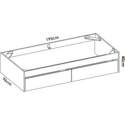 Structure de lit - LAGO - 2 tiroirs - 90 x 190 cm - Blanc / Chene