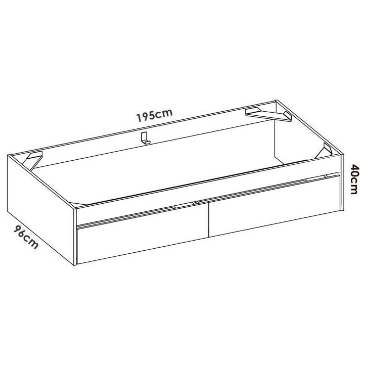 Structure de lit - LAGO - 2 tiroirs - 90 x 190 cm - Blanc / Chene Structure de lit - LAGO - 2 tiroirs - 90 x 190 cm - Blanc / Chene