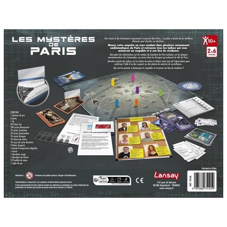Jeu de société - LANSAY - 75145 - Les Mysteres De Paris 10+ Jeu de société - LANSAY - 75145 - Les Mysteres De Paris 10+