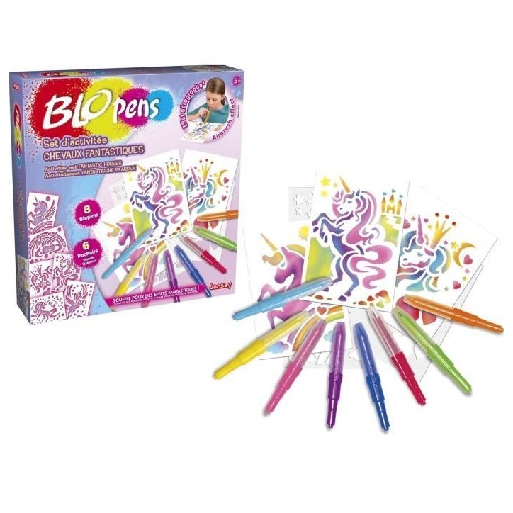 Set d'activités Chevaux Fantastiques - LANSAY - BLOPENS - Effet aérographe - a partir de 5 ans Set d'activités Chevaux Fantastiques - LANSAY - BLOPENS - Effet aérographe - a partir de 5 ans