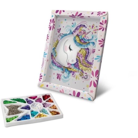 Kit loisir créatif - Licorne - Illustration avec sequins - Pour enfan