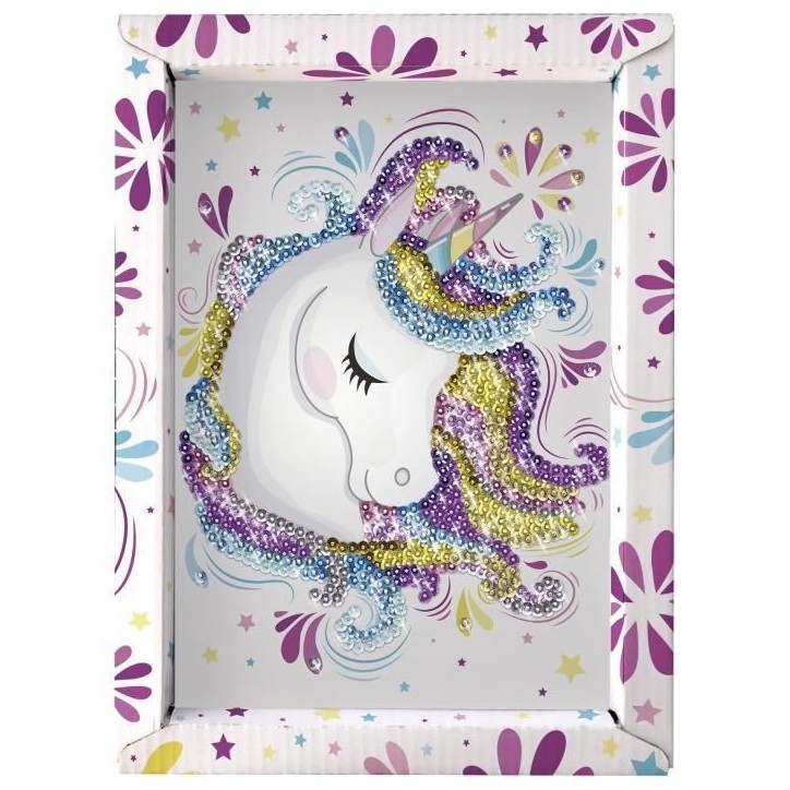 Kit loisir créatif - Licorne - Illustration avec sequins - Pour enfant a partir de 7 ans - Blanc Kit loisir créatif - Licorne - Illustration avec sequins - Pour enfant a partir de 7 ans - Blanc