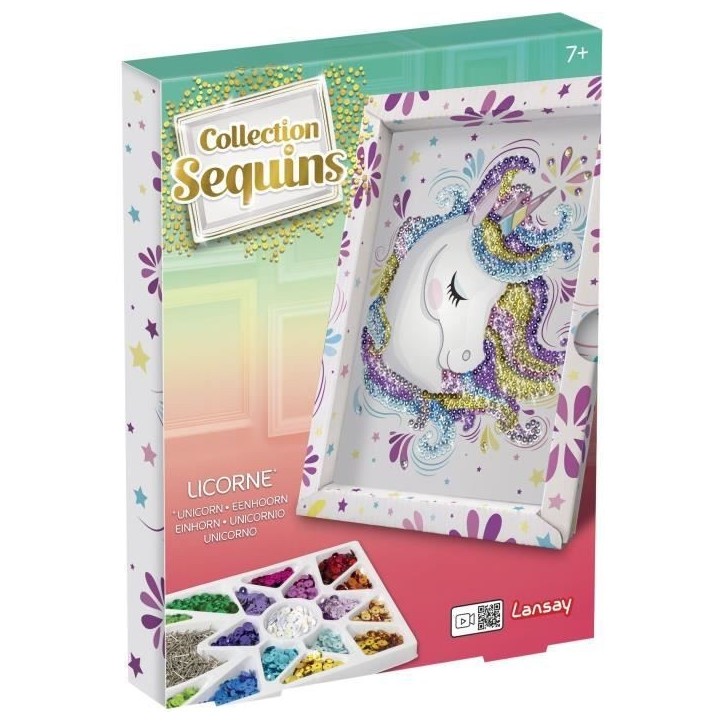 Kit loisir créatif - Licorne - Illustration avec sequins - Pour enfant a partir de 7 ans - Blanc Kit loisir créatif - Licorne - Illustration avec sequins - Pour enfant a partir de 7 ans - Blanc