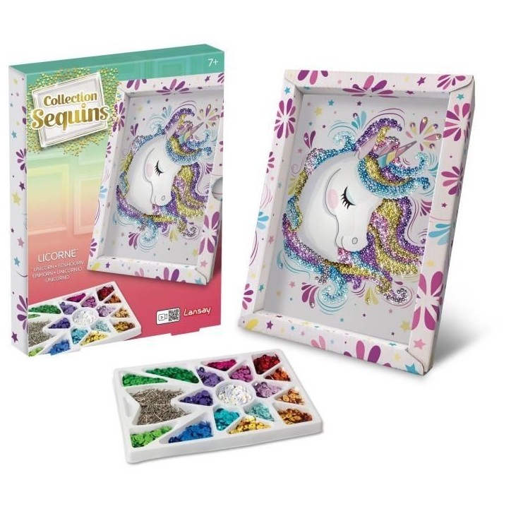 Kit loisir créatif - Licorne - Illustration avec sequins - Pour enfant a partir de 7 ans - Blanc Kit loisir créatif - Licorne - Illustration avec sequins - Pour enfant a partir de 7 ans - Blanc