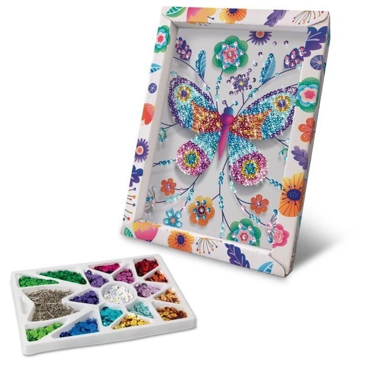 Loisir Créatif - Papillons - Illustration avec Sequins - Pour Enfant - Blanc