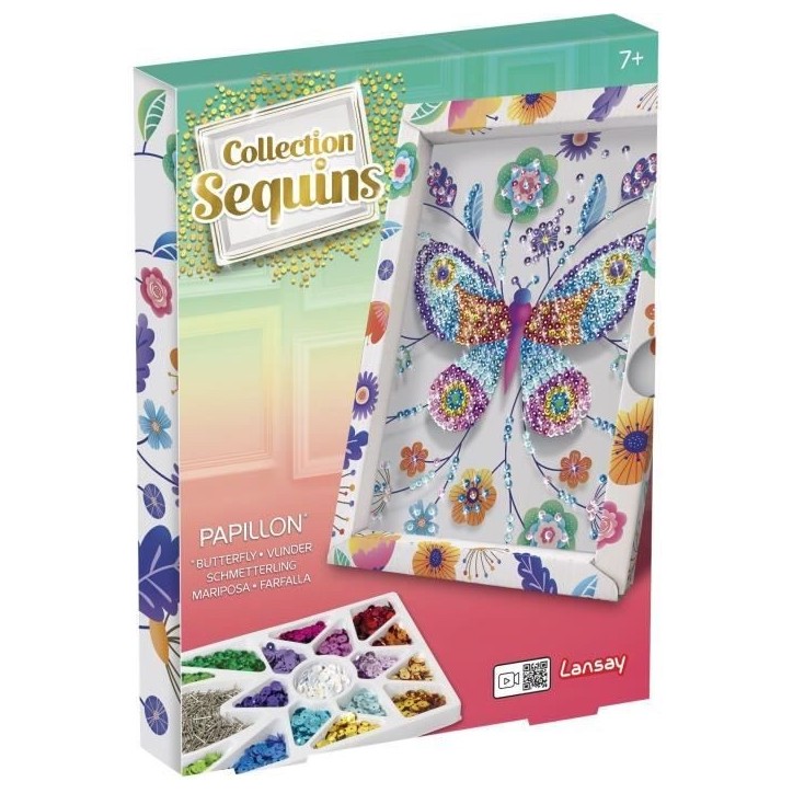 Loisir Créatif - Papillons - Illustration avec Sequins - Pour Enfant - Blanc