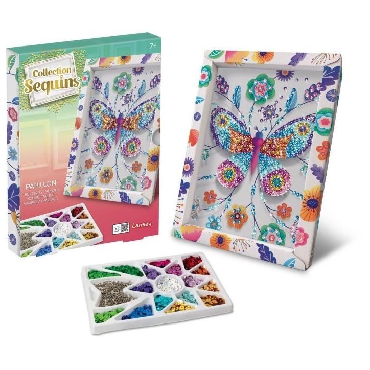 Loisir Créatif - Papillons - Illustration avec Sequins - Pour Enfant - Blanc