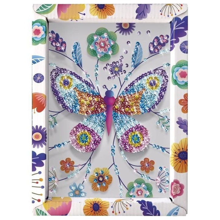 Loisir Créatif - Papillons - Illustration avec Sequins - Pour Enfant - Blanc
