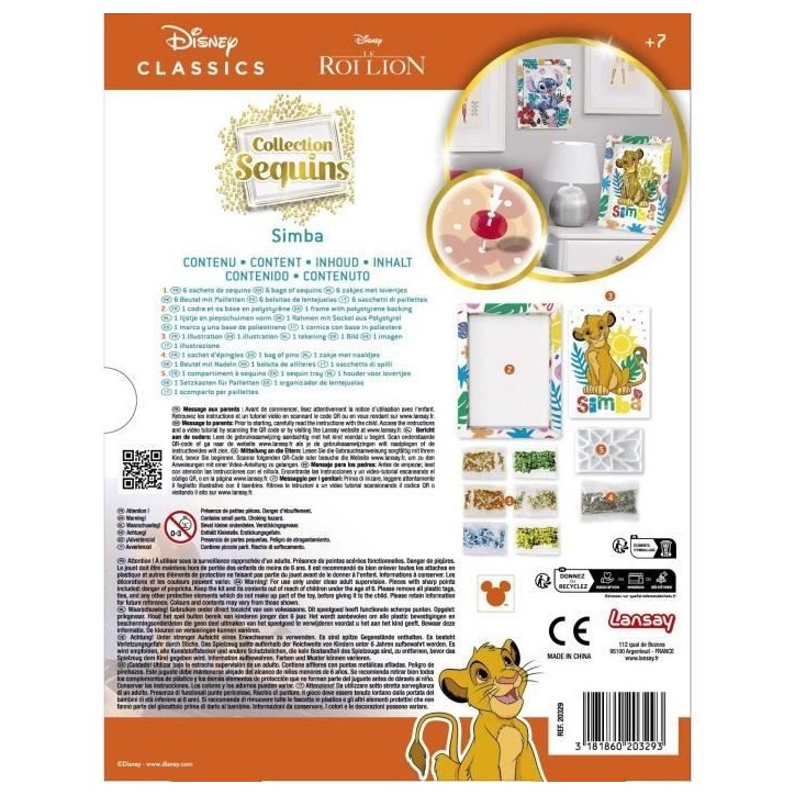Jeu de création - LANSAY - Collection sequins - SIMBA LE ROI LION - Des 7 ans Jeu de création - LANSAY - Collection sequins - SIMBA LE ROI LION - Des 7 ans