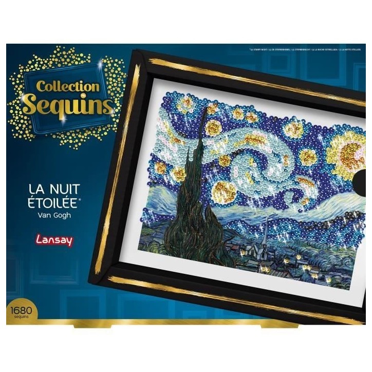 Kit loisir créatif - LANSAY - Collection Sequins - La nuit étoilée - Van Gogh - Des 14 ans