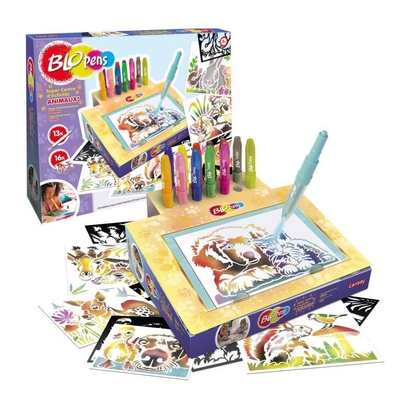Jeu de coloriage - LANSAY - Blopens Animaux - 16 pochoirs - Lavable - Jeu de coloriage - LANSAY - Blopens Animaux - 16 pochoirs - Lavable -