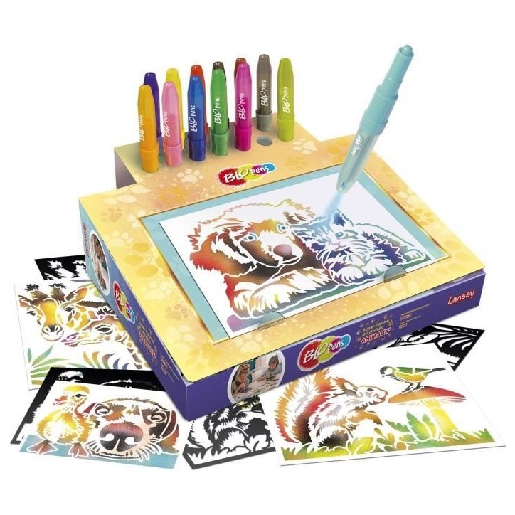 Jeu de coloriage - LANSAY - Blopens Animaux - 16 pochoirs - Lavable - Des 5 ans Jeu de coloriage - LANSAY - Blopens Animaux - 16 pochoirs - Lavable - Des 5 ans
