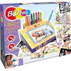 Jeu de coloriage - LANSAY - Blopens Animaux - 16 pochoirs - Lavable -