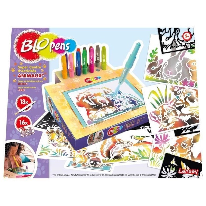 Jeu de coloriage - LANSAY - Blopens Animaux - 16 pochoirs - Lavable - Des 5 ans Jeu de coloriage - LANSAY - Blopens Animaux - 16 pochoirs - Lavable - Des 5 ans