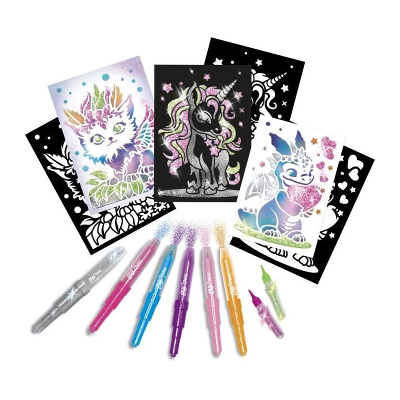 Blopens - LANSAY - Créatures pailletées - 6 pochoirs - Des 6 ans Blopens - LANSAY - Créatures pailletées - 6 pochoirs - Des 6 ans