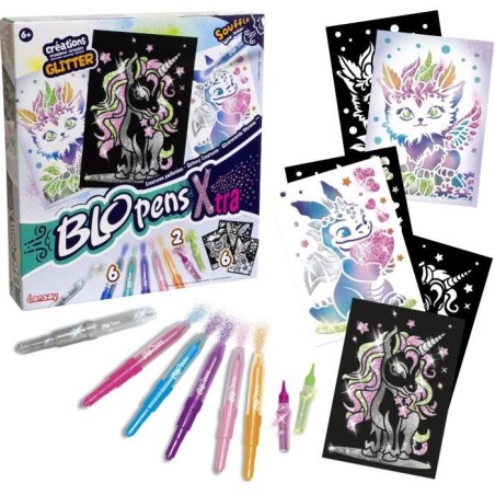 Blopens - LANSAY - Créatures pailletées - 6 pochoirs - Des 6 ans