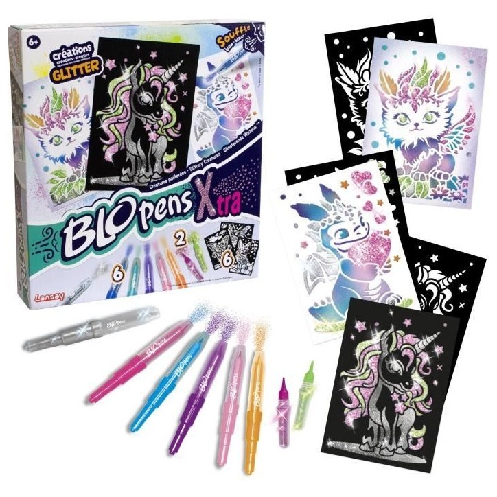 Blopens - LANSAY - Créatures pailletées - 6 pochoirs - Des 6 ans Blopens - LANSAY - Créatures pailletées - 6 pochoirs - Des 6 ans