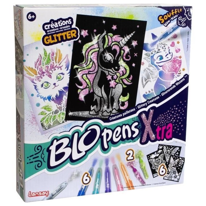 Blopens - LANSAY - Créatures pailletées - 6 pochoirs - Des 6 ans Blopens - LANSAY - Créatures pailletées - 6 pochoirs - Des 6 ans