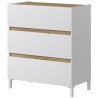 Commode 3 tiroirs - Décor chene et blanc - Finition satinée - L79 x