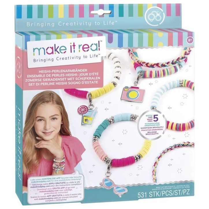 Make It Real - Bijoux Heishi Jours d'Été - Fabrication de bijoux enfants - Des 8 ans - Lansay Make It Real - Bijoux Heishi Jours d'Été - Fabrication de bijoux enfants - Des 8 ans - Lansay