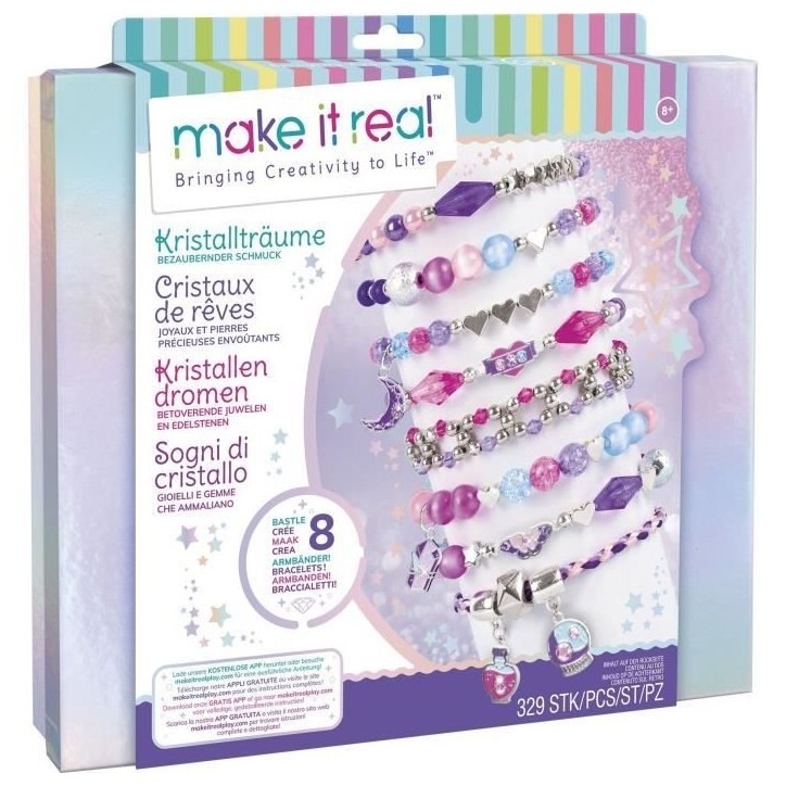 Coffret Bijoux Cristaux De Reve Envoutants - Make It Real - Fabrication de bijoux enfants - Des 8 ans - Lansay Coffret Bijoux Cristaux De Reve Envoutants - Make It Real - Fabrication de bijoux enfants - Des 8 ans - Lansay