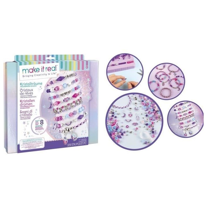 Coffret Bijoux Cristaux De Reve Envoutants - Make It Real - Fabrication de bijoux enfants - Des 8 ans - Lansay Coffret Bijoux Cristaux De Reve Envoutants - Make It Real - Fabrication de bijoux enfants - Des 8 ans - Lansay