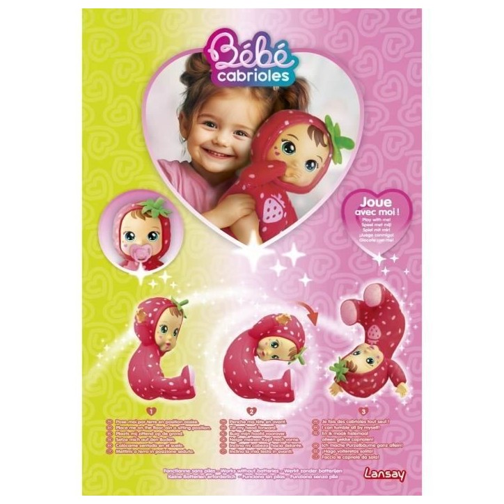 Poupon - LANSAY - Mon bébé cabrioles - Lina la fraise - Des 18 mois Poupon - LANSAY - Mon bébé cabrioles - Lina la fraise - Des 18 mois