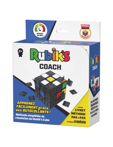 Rubik's Cube 3x3 Méthode simplifiée - RUBIK'S - Coach - Pédagogique - Multicolore - Garantie 2 ans