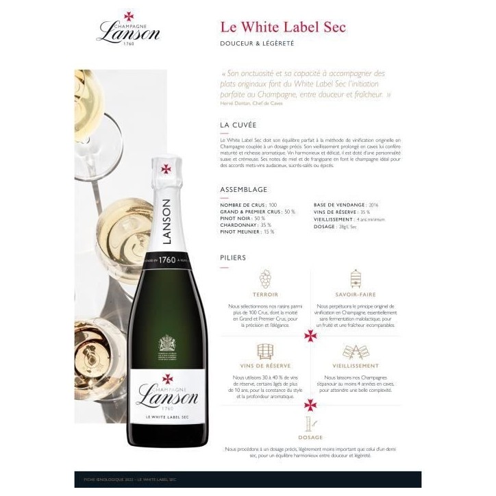 Champagne Lanson Le White Label Sec - 75 cl Champagne Lanson Le White Label Sec - 75 cl