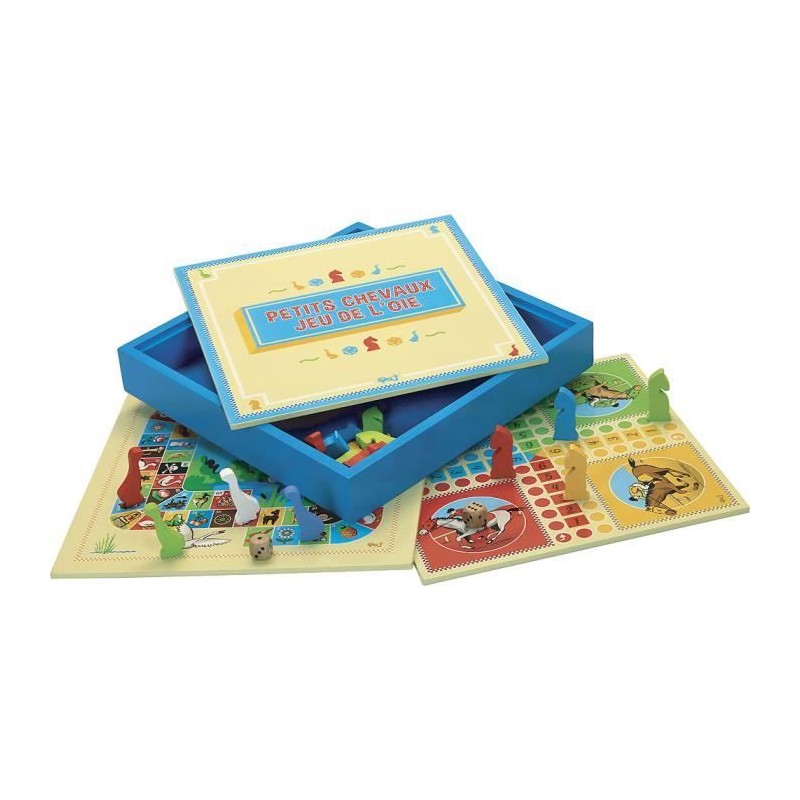 L'arbre a jouer - 66310 - jeux des petits chevaux et oie - coffret en L'arbre a jouer - 66310 - jeux des petits chevaux et oie - coffret en