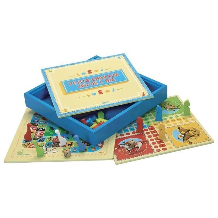 L'arbre a jouer - 66310 - jeux des petits chevaux et oie - coffret en bois L'arbre a jouer - 66310 - jeux des petits chevaux et oie - coffret en bois