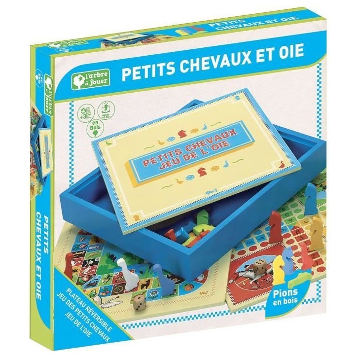 L'arbre a jouer - 66310 - jeux des petits chevaux et oie - coffret en bois L'arbre a jouer - 66310 - jeux des petits chevaux et oie - coffret en bois