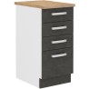 Meuble bas 4 tiroirs avec plan de travail - Gris mat - L 40 x P 51,6 x