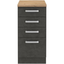 Meuble bas 4 tiroirs avec plan de travail - Gris mat - L 40 x P 51,6 x