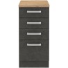 Meuble bas 4 tiroirs avec plan de travail - Gris mat - L 40 x P 51,6 x