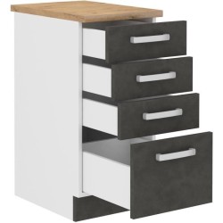 Meuble bas 4 tiroirs avec plan de travail - Gris mat - L 40 x P 51,6 x
